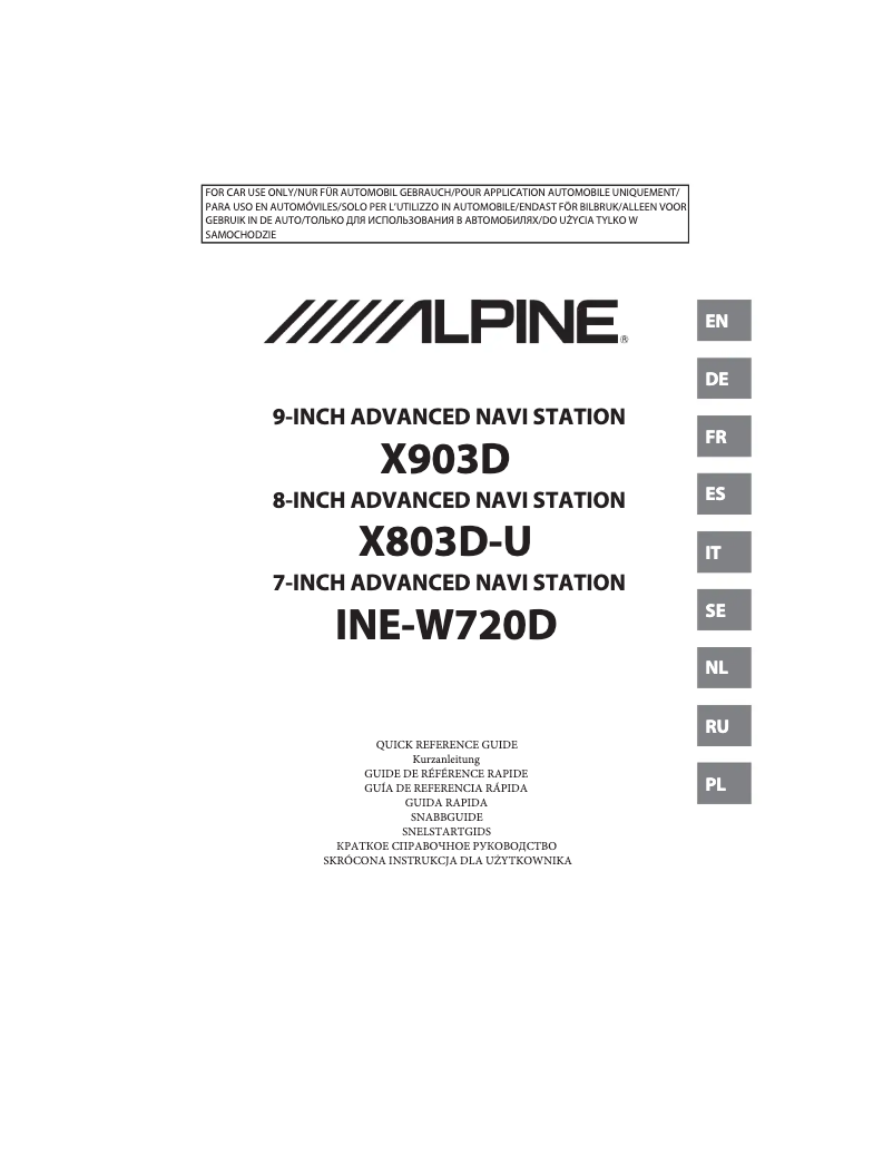 Page n°1 - Manuel utilisateur Alpine X903D