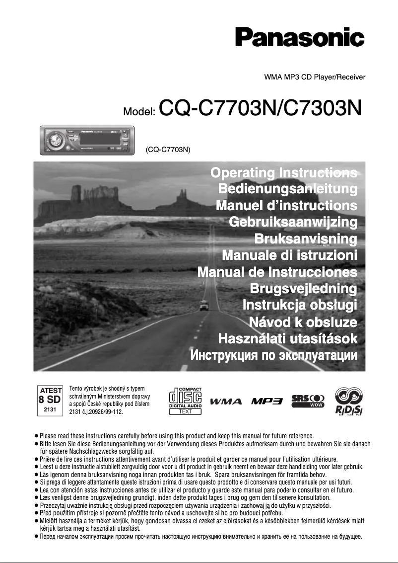 Page 1 de la notice Manuel utilisateur Panasonic CQ-C7703