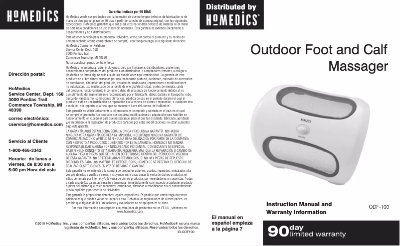 Page n°1 - Manuel utilisateur Homedics ODF-100