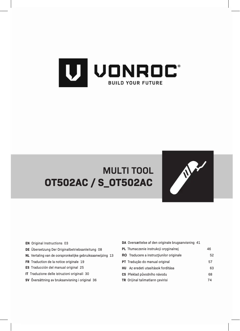 Page n°1 - Manuel utilisateur Vonroc S_OT502AC