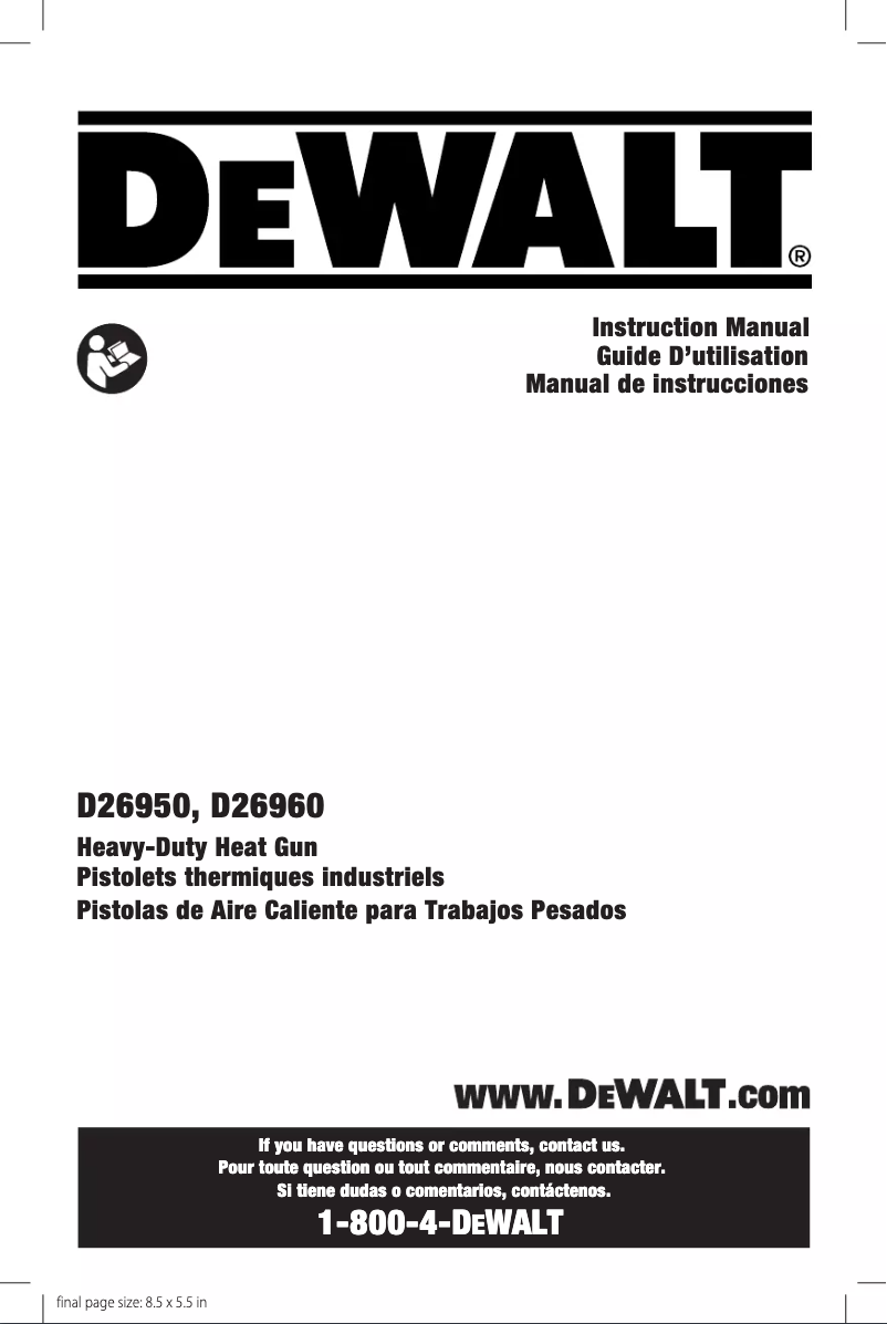 Page n°1 - Manuel utilisateur DeWalt D26960