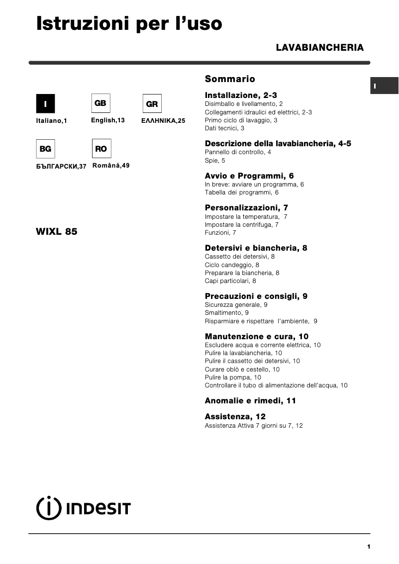 Imagen de la primera página del manual del dispositivo WIXL 85 (EU)