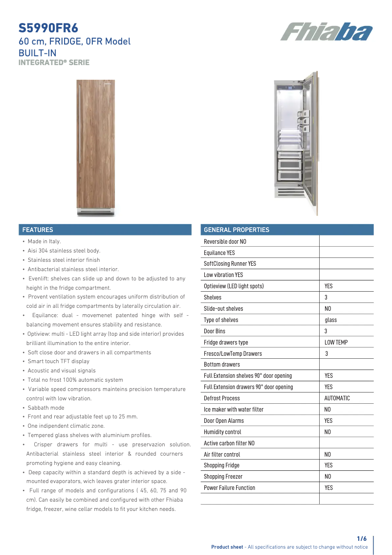 Page n°1 - Fiche technique Fhiaba S5990FR6A