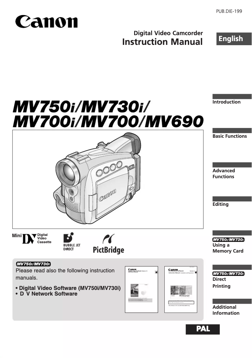 Page 1 de la notice Manuel utilisateur Canon MV700i