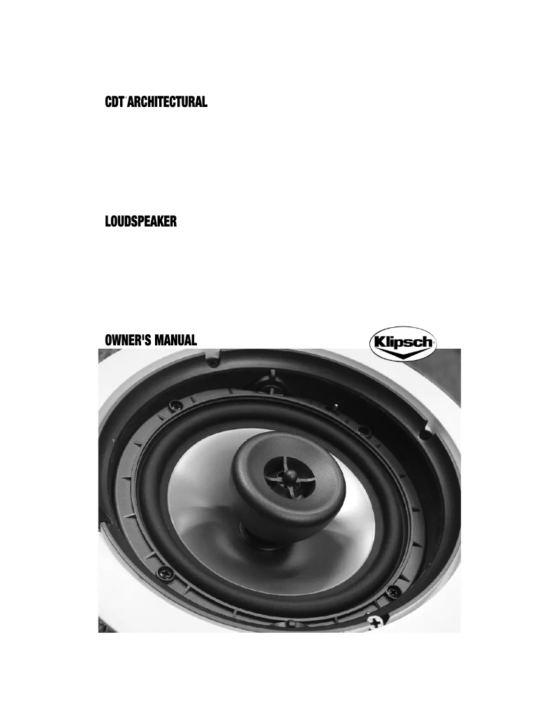 Page 1 de la notice Manuel utilisateur Klipsch CDT-3800-C