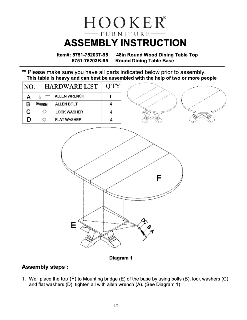 Page 1 de la notice Manuel utilisateur Hooker 5751-75203T-95
