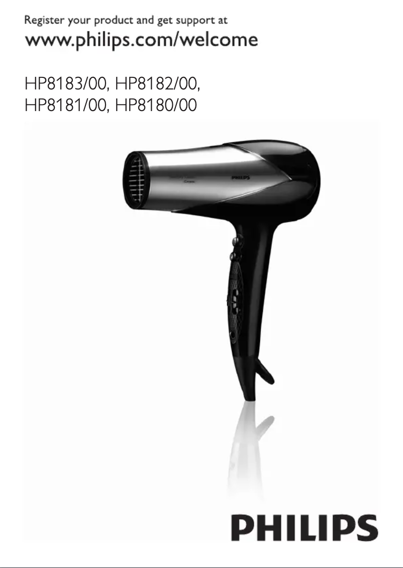 Image de la première page du manuel de l'appareil SalonDry Control HP8183