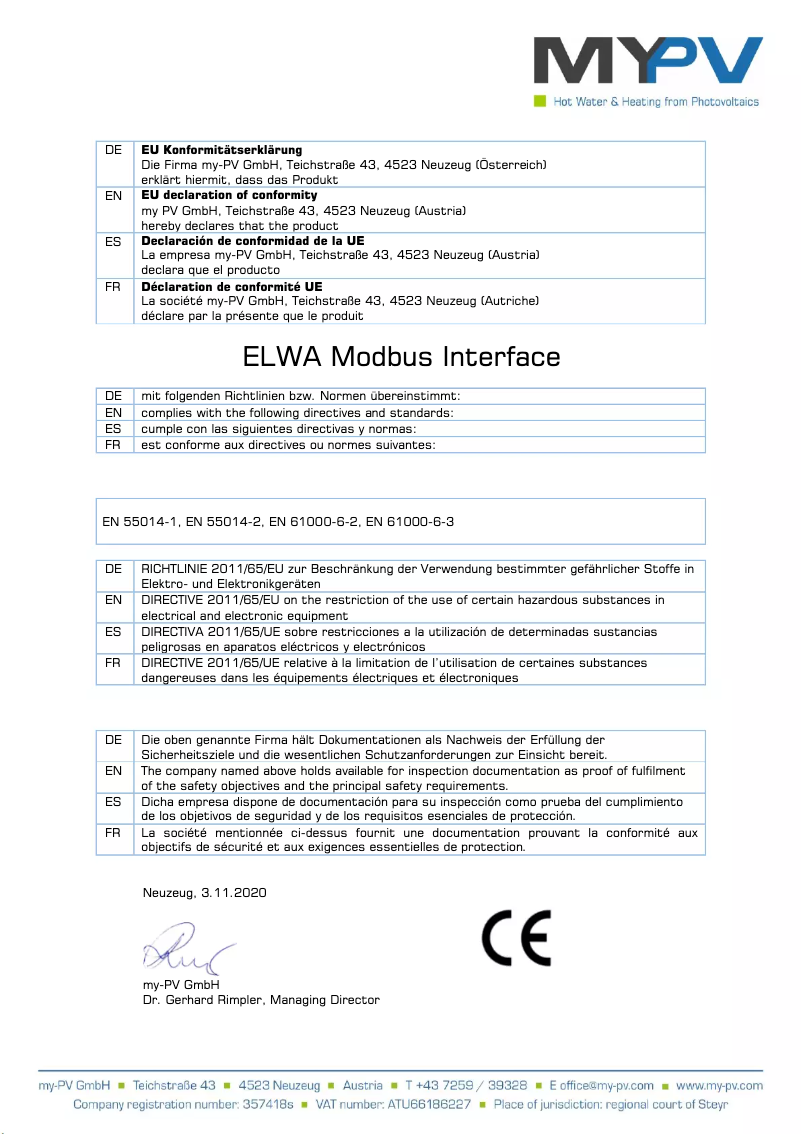Page n°1 - Guide d'installation My-PV ELWA