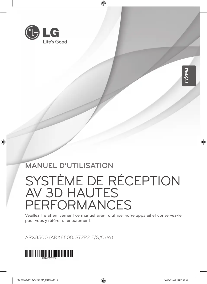 Image de la première page du manuel de l'appareil ARX8500