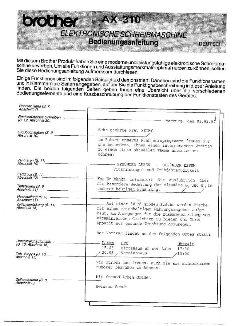 Page 1 de la notice Manuel utilisateur Brother AX-310