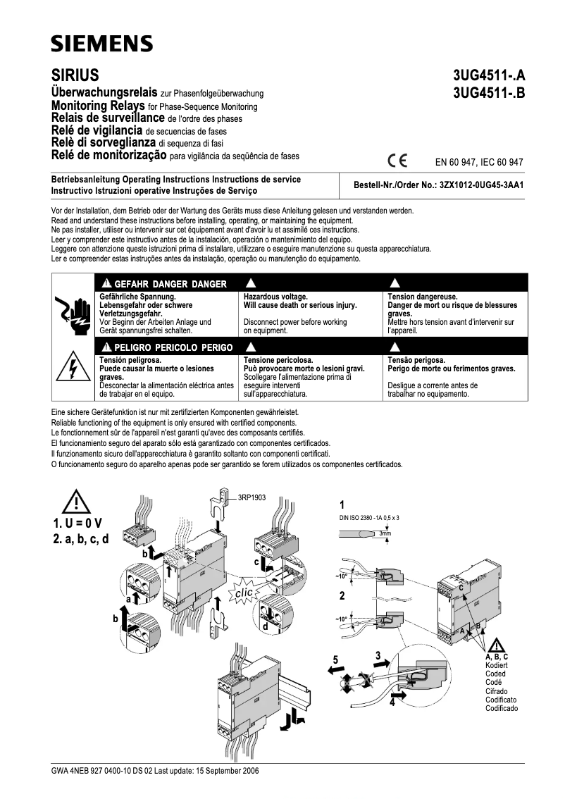 Page 1 de la notice Manuel utilisateur Siemens 3UG4511