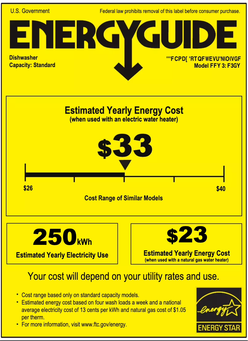 Page n°1 - Label énergétique Danby DDW18D1EW