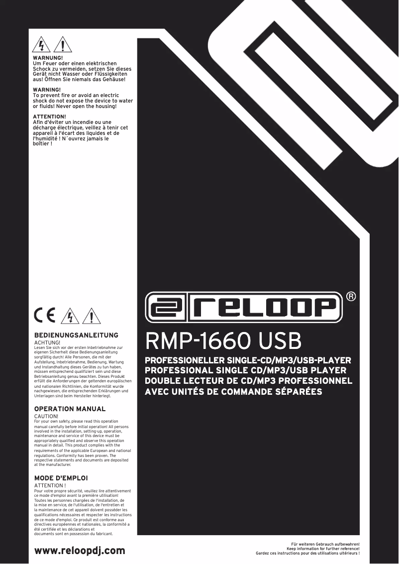 Page 1 de la notice Manuel utilisateur Reloop RMP-1660 USB