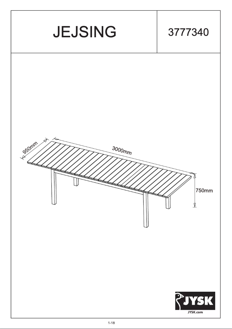 Página 1 del manual Manual de usuario JYSK Jejsing (95x300x75)