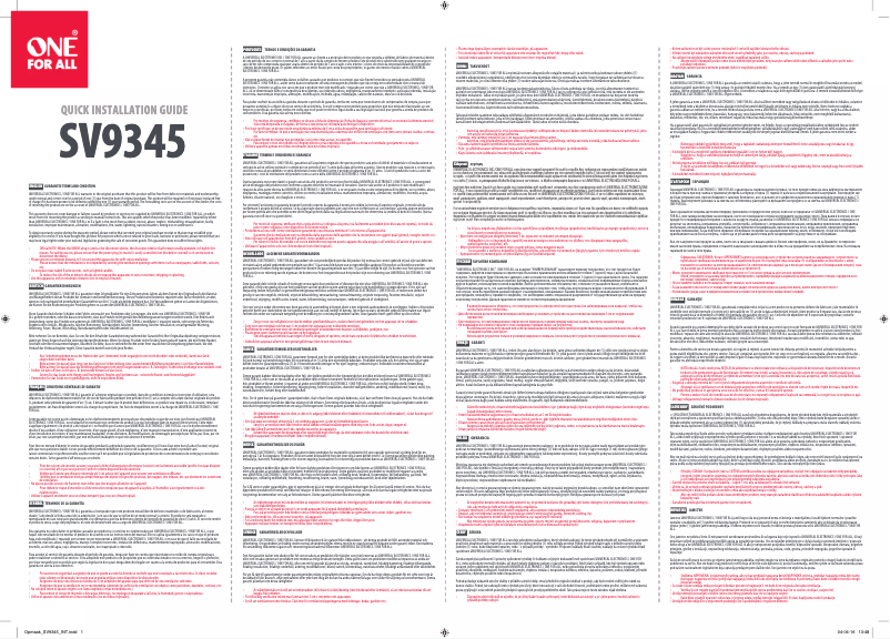 Page 1 de la notice Manuel utilisateur One for all SV 9345