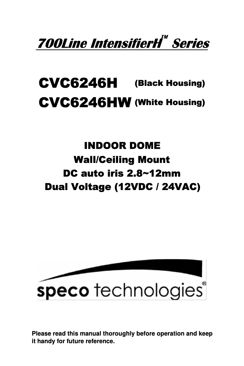 Page 1 de la notice Manuel utilisateur Speco Technologies CVC6246H