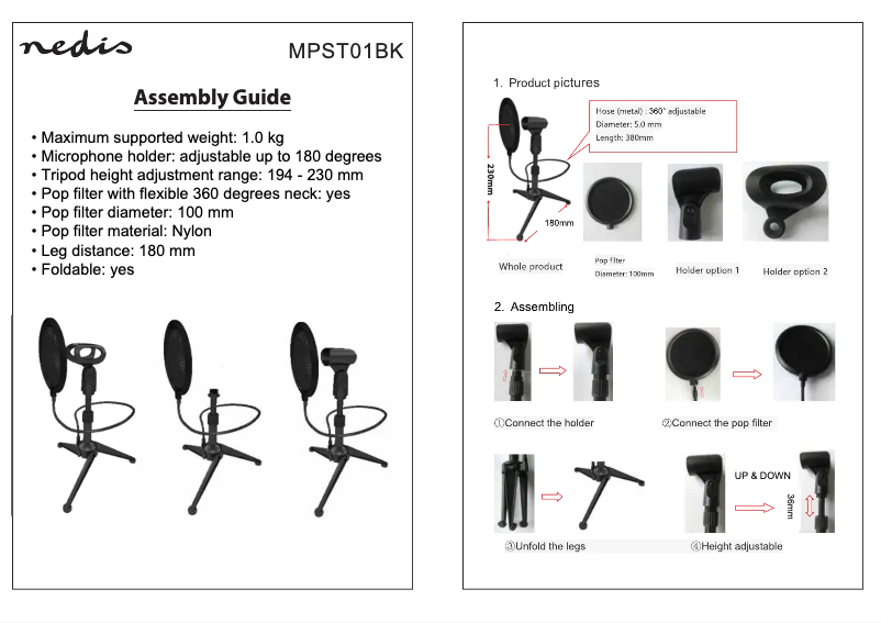 Page 1 de la notice Manuel utilisateur Nedis MPST01BK