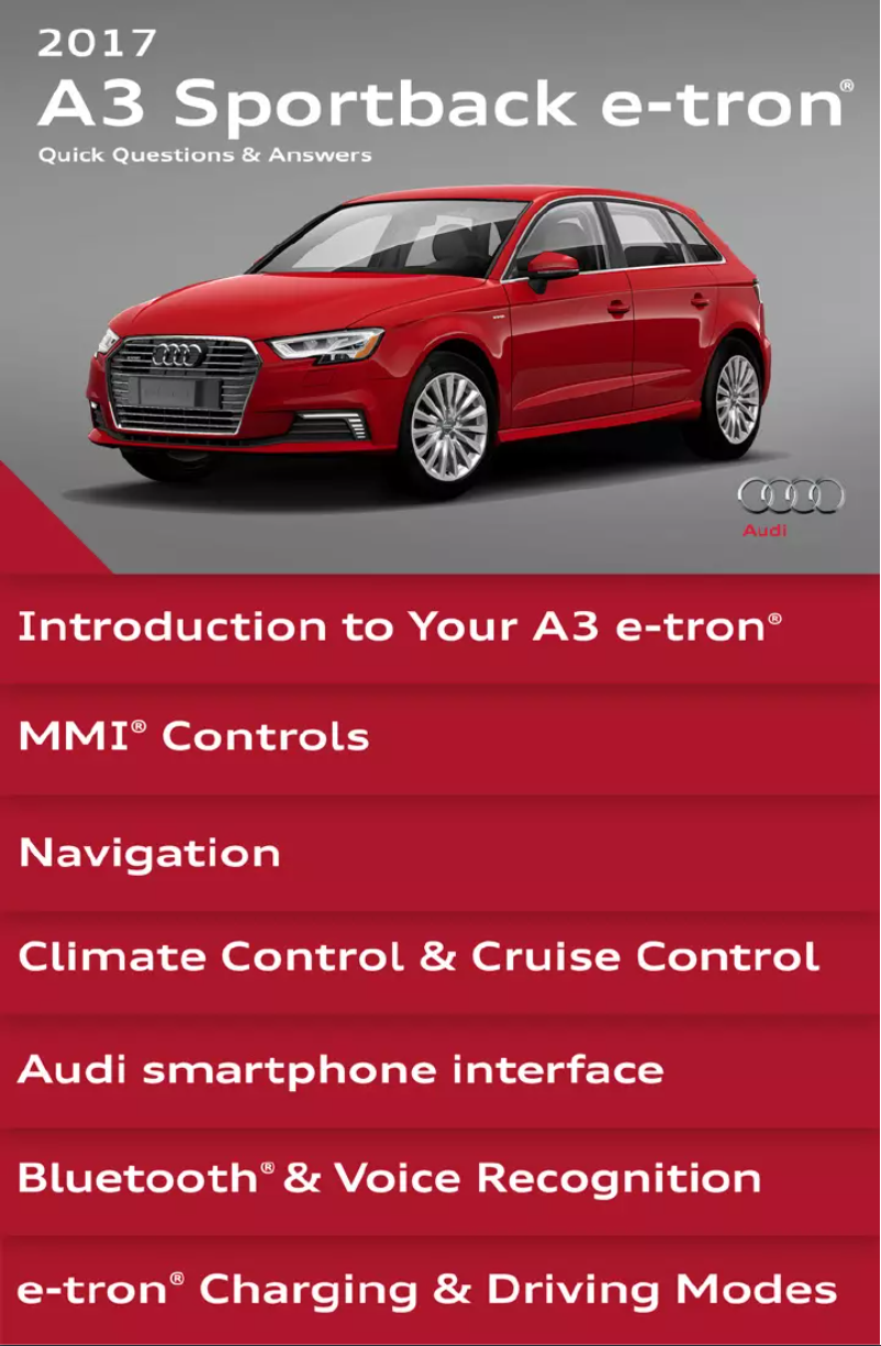 Page 1 de la notice Manuel utilisateur Audi A3 Sportback e-tron (2017)