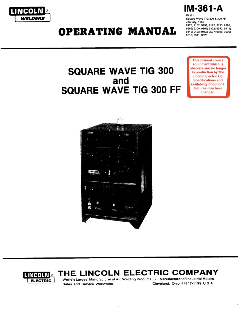 Image de la première page du manuel de l'appareil Square Wave TIG 300