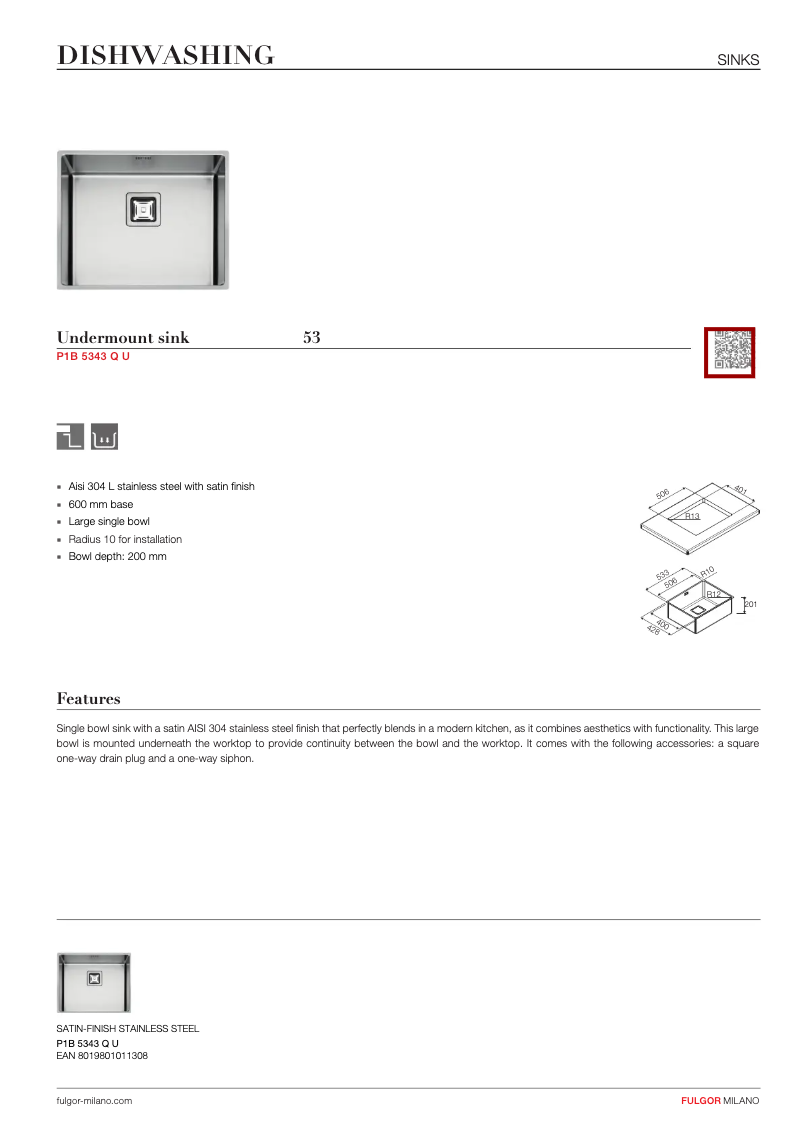 Page n°1 - Manuel utilisateur Fulgor Milano P1B 5343 QU