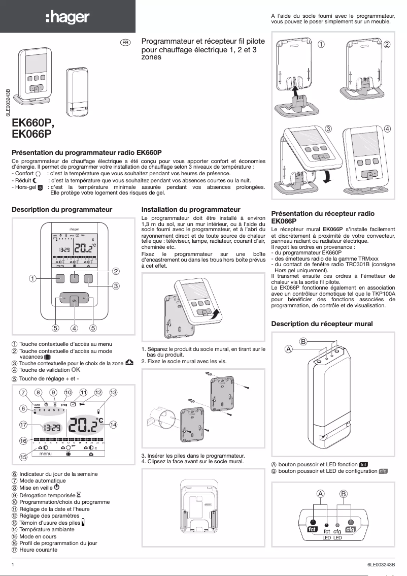 Page n°1 - Manuel utilisateur Hager EK660P