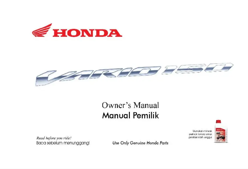 Page 1 de la notice Manuel utilisateur Honda Vario 150 (2020)