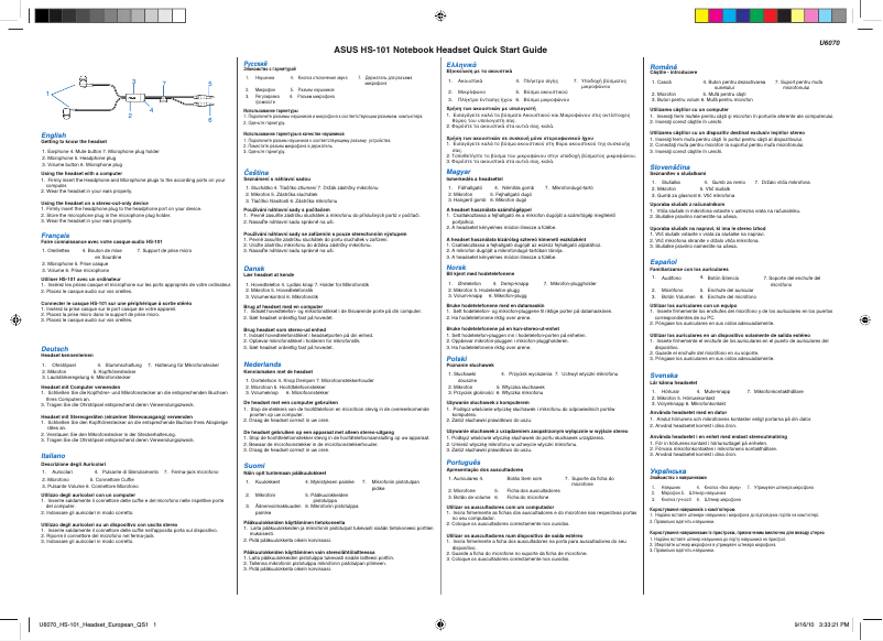 Page 1 de la notice Manuel utilisateur Asus HS-101