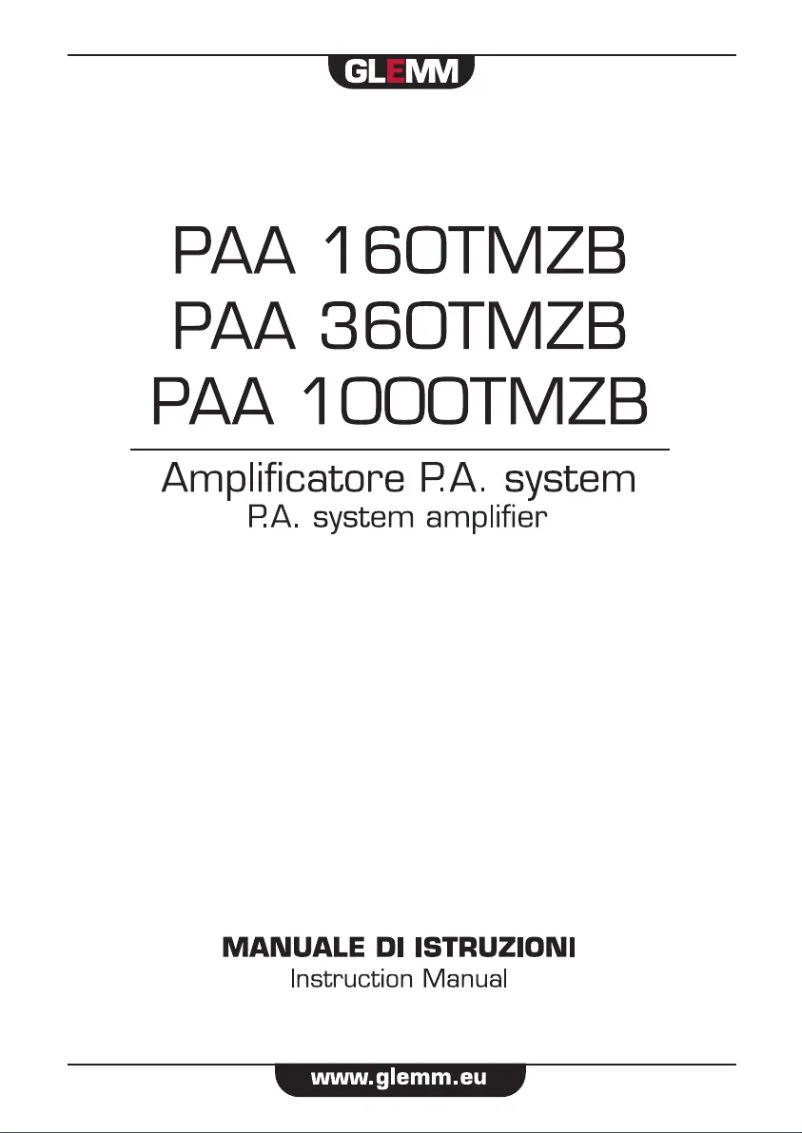 Page n°1 - Manuel utilisateur Glemm PAA 1000TMZB