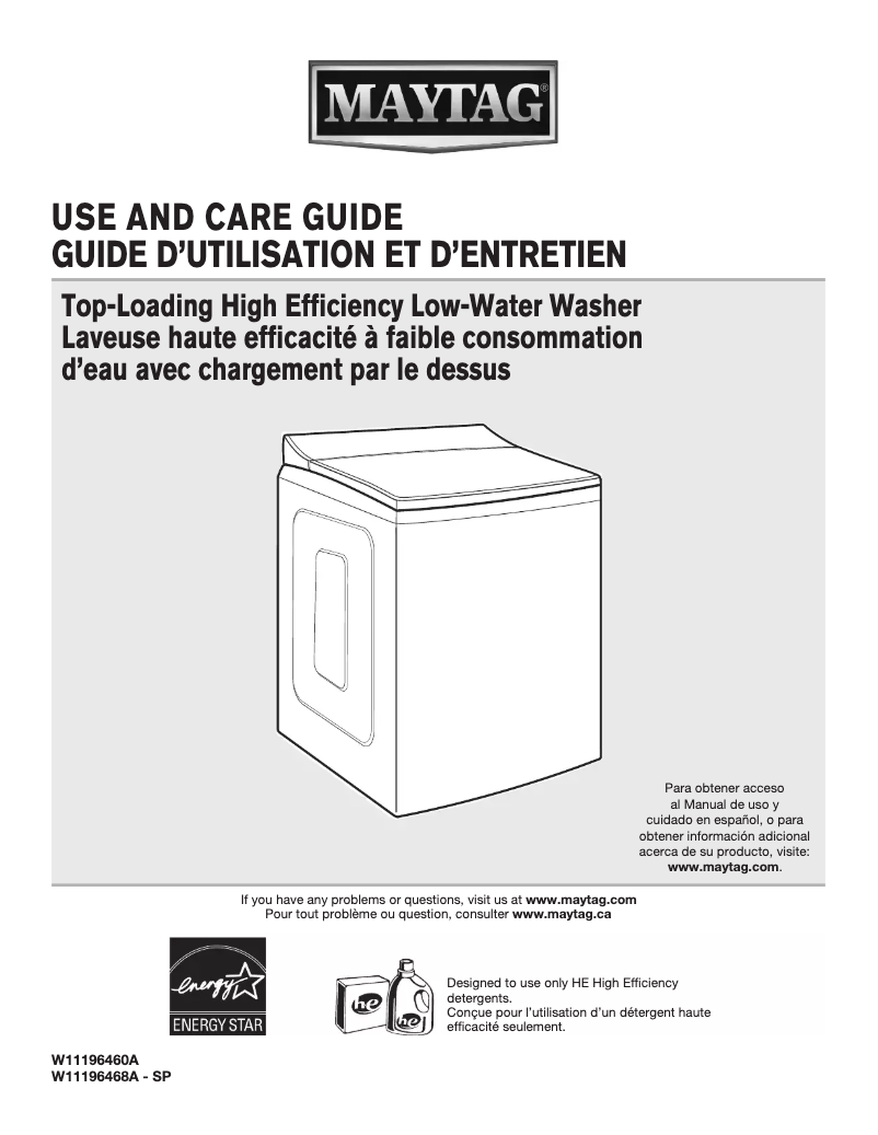 Page 1 de la notice Manuel utilisateur Maytag MVWB965HC