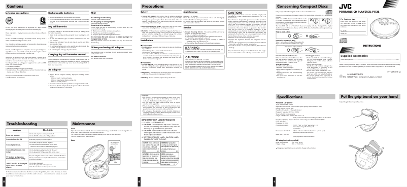 Page 1 de la notice Manuel utilisateur JVC XL-PG3