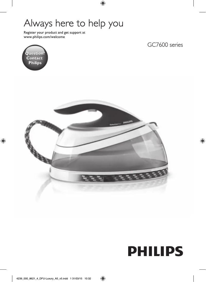 Image de la première page du manuel de l'appareil PerfectCare Pure GC7641