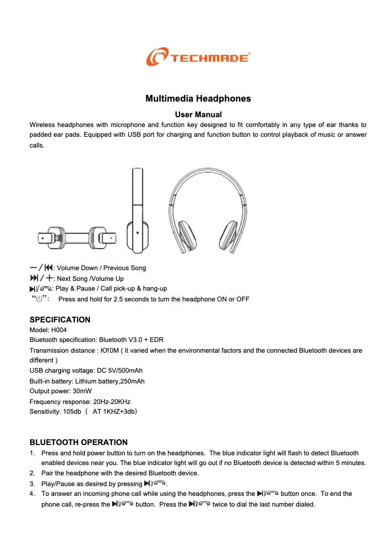 Image de la première page du manuel de l'appareil H004