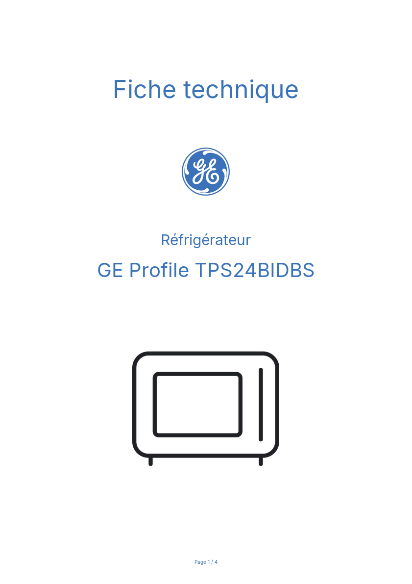 Image de la première page du manuel de l'appareil Profile TPS24BIDBS