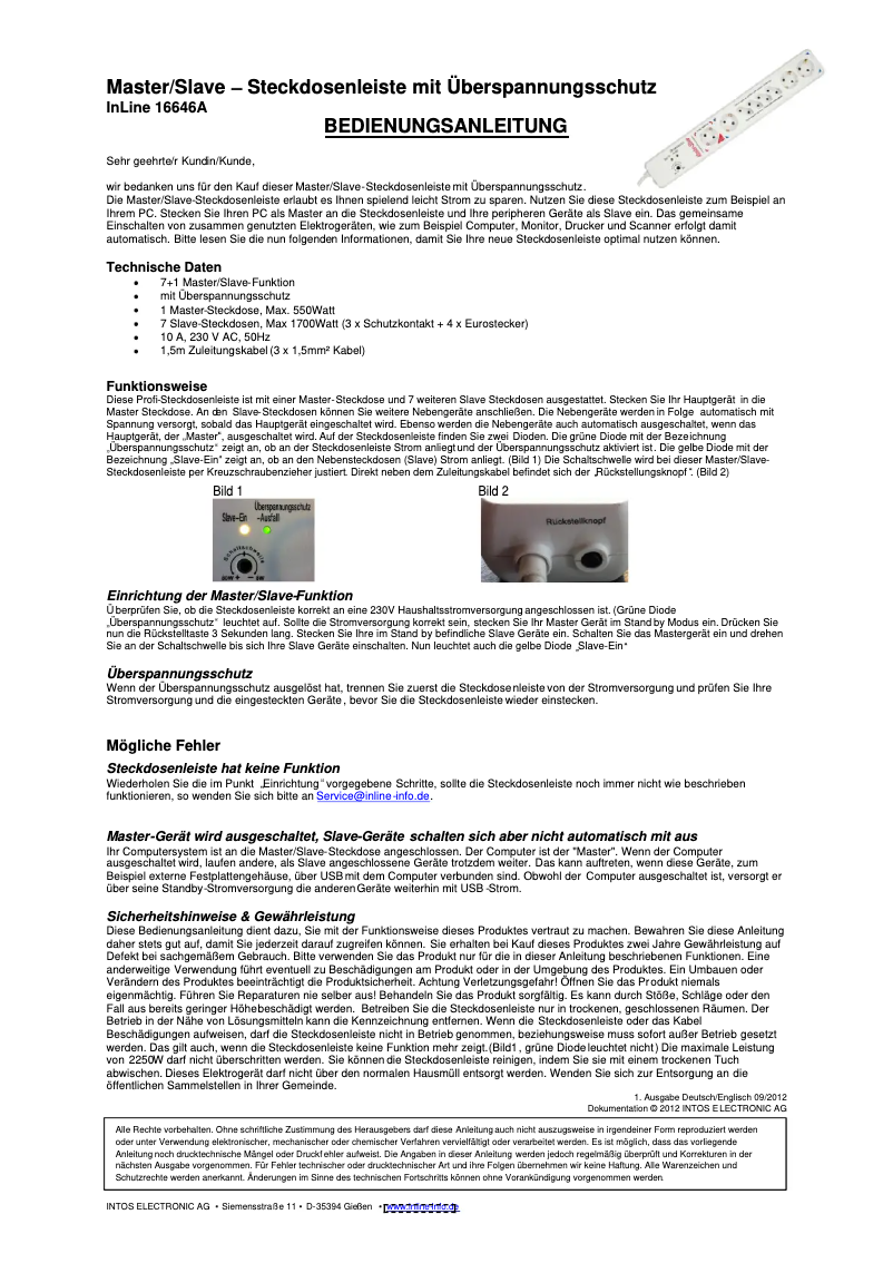 Page 1 de la notice Manuel utilisateur InLine 16646A