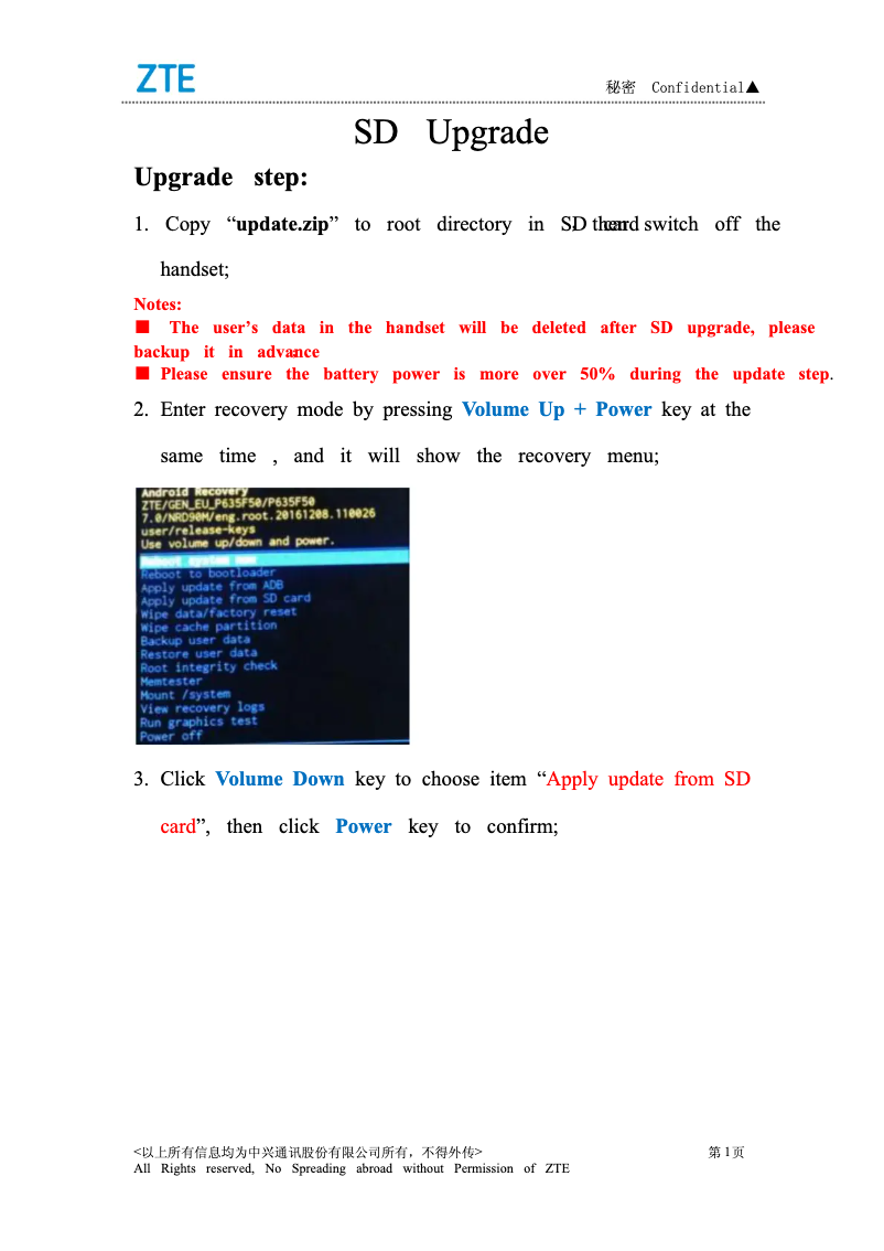 Page 1 de la notice Manuel utilisateur ZTE VFD 510