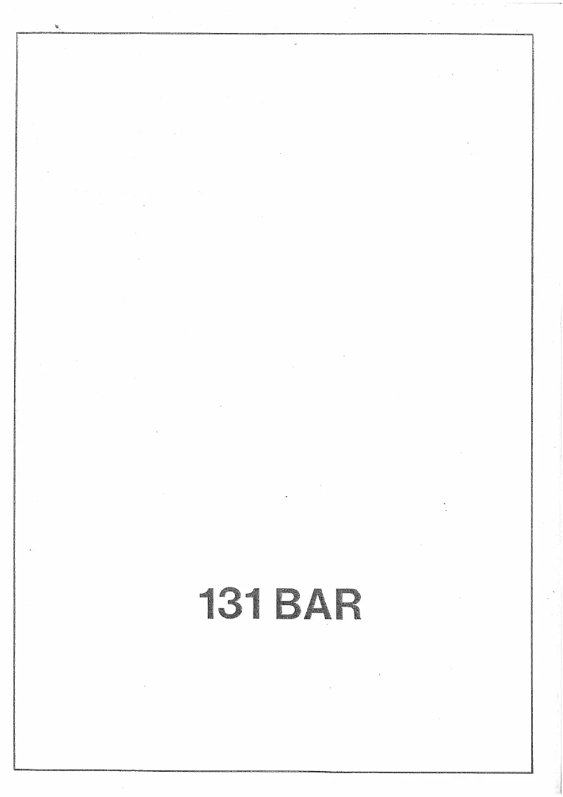 Page n°1 - Manuel utilisateur Carpigiani 131 BAR