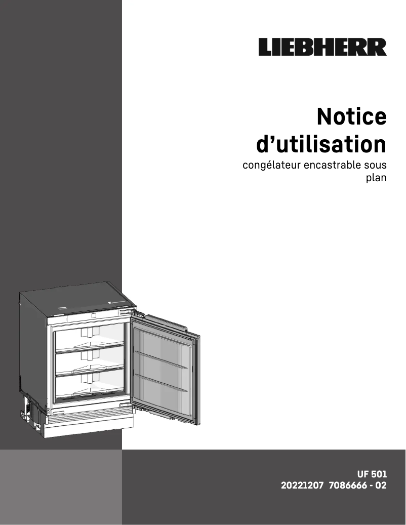 Page 1 de la notice Manuel utilisateur Liebherr UF 501