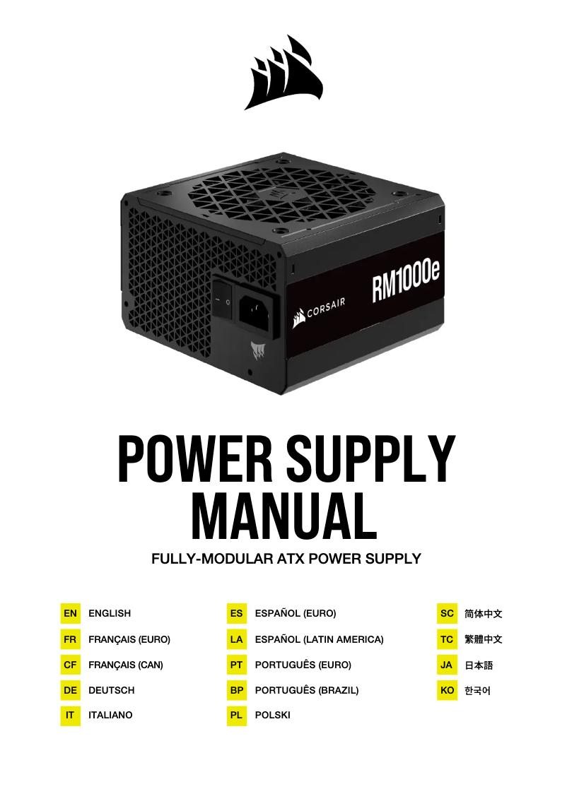 Página 1 del manual Manual de usuario Corsair RM850e