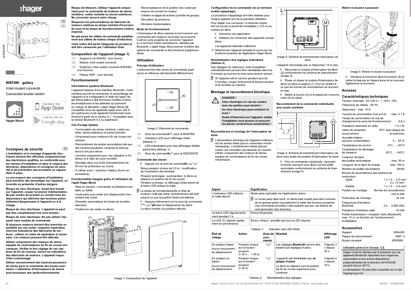 Page n°1 - Manuel utilisateur Hager WXF080