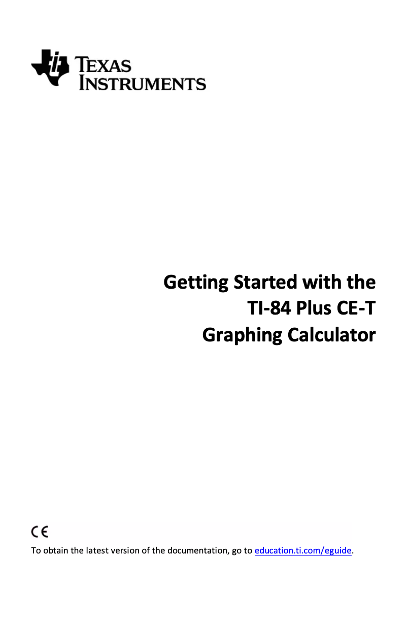 Page n°1 - Manuel utilisateur Texas Instruments TI‑84 Plus CE-T