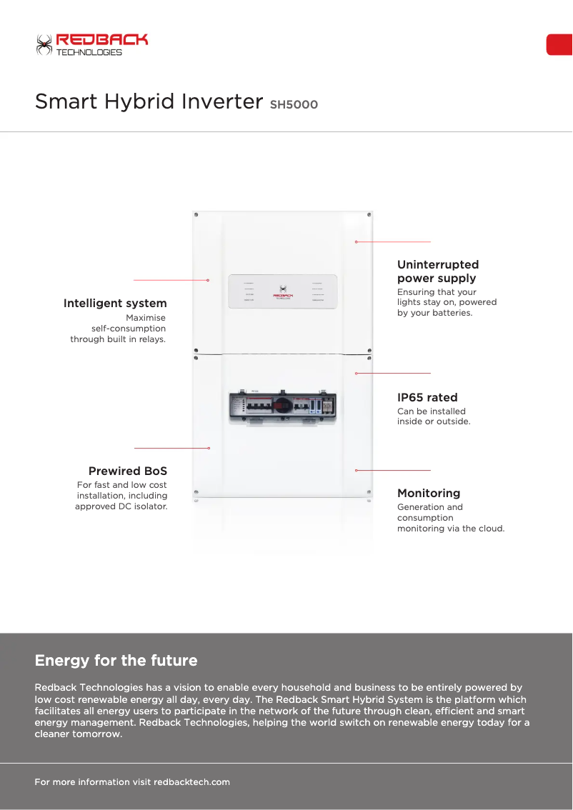 Image de la première page du manuel de l'appareil Smart Hybrid Inverter SH5000