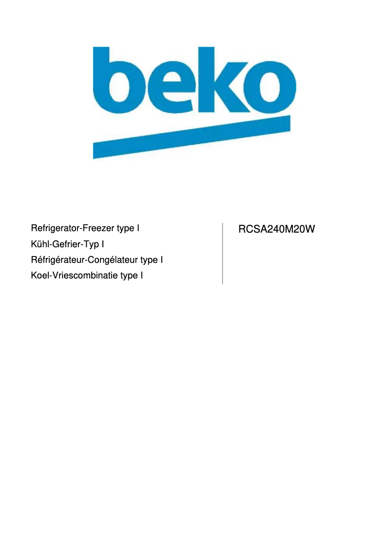 Page n°1 - Manuel utilisateur Beko RCSA240M20W