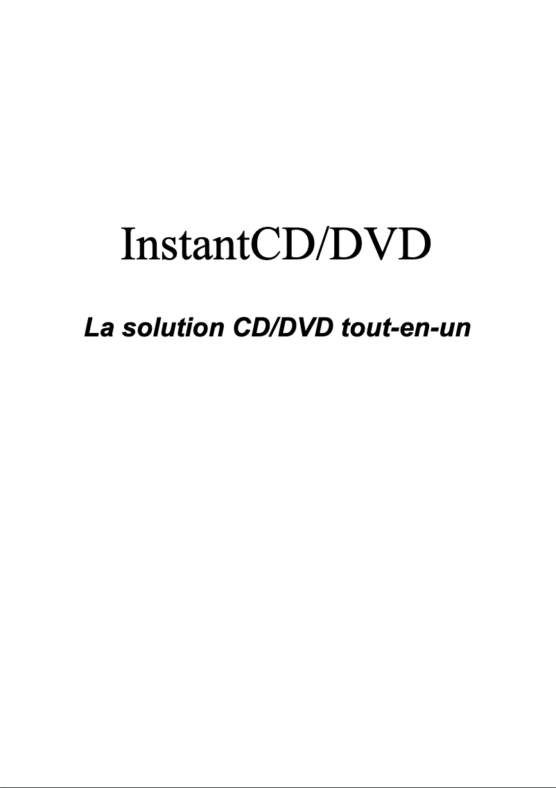 Page 1 de la notice Manuel utilisateur Avid Instant CD DVD