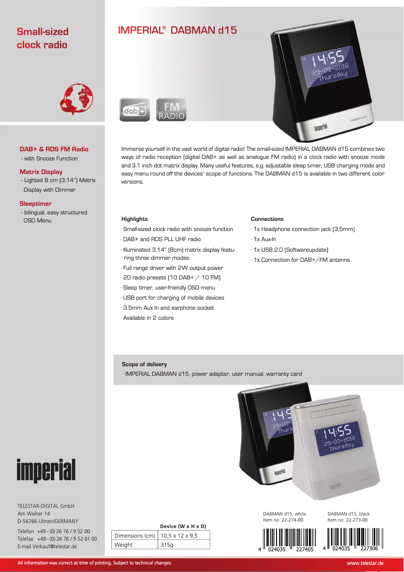 Image de la première page du manuel de l'appareil DABMAN d15