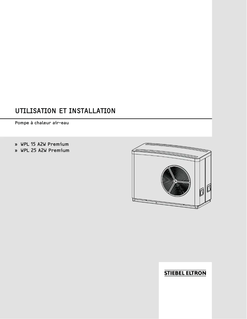 Page 1 de la notice Guide d'installation Stiebel Eltron WPL 15 A2W Premium