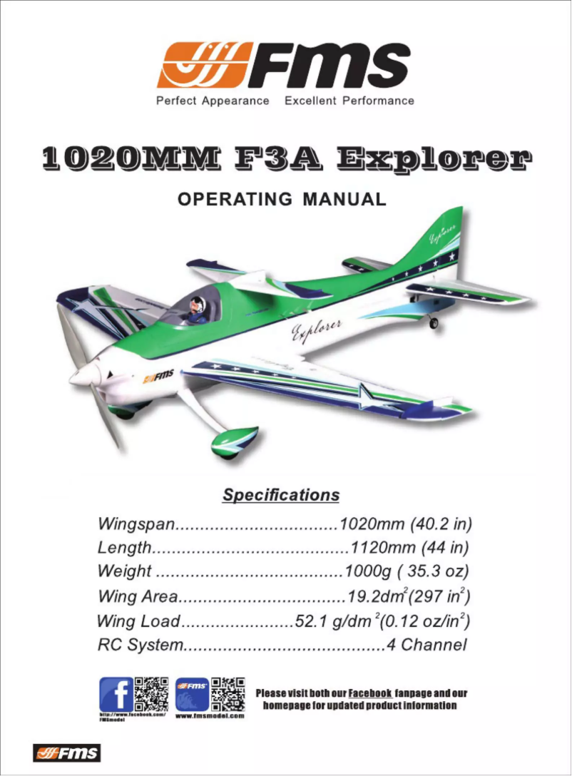 Page 1 de la notice Manuel utilisateur FMS F3A Explorer