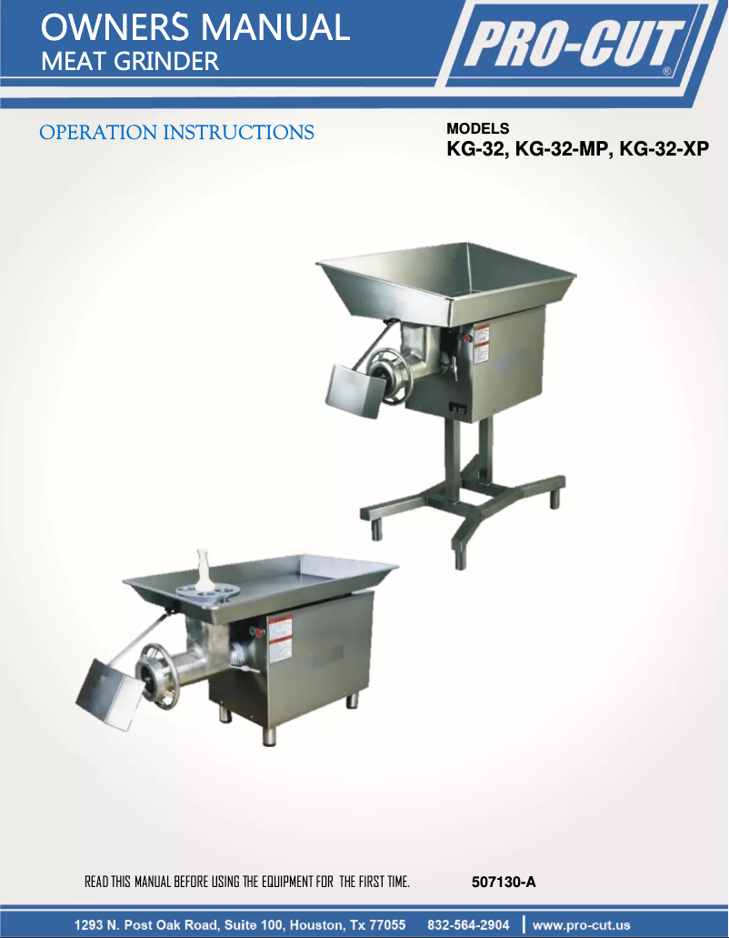 Page n°1 - Manuel utilisateur Pro-Cut KG-32-MP