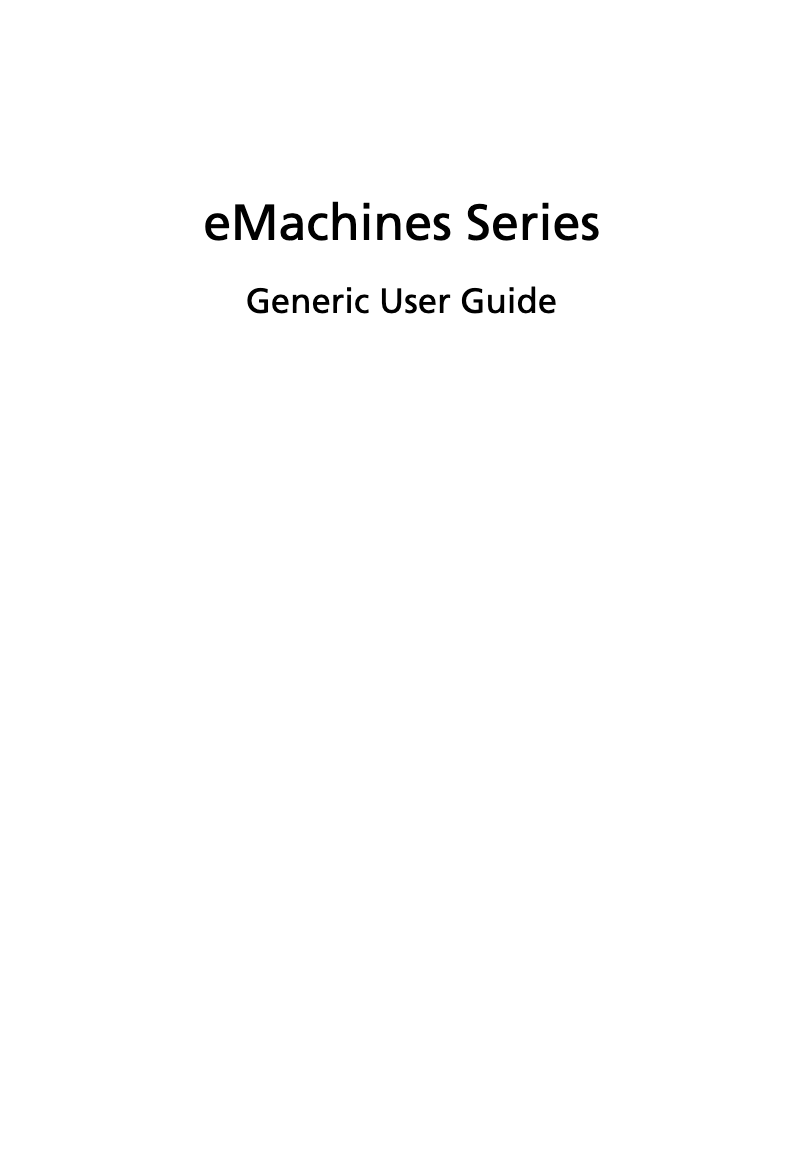 Page n°1 - Manuel utilisateur eMachines E720