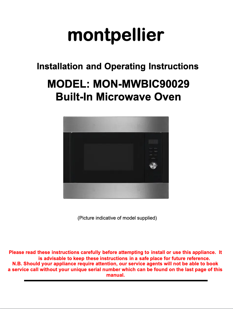 Page 1 de la notice Manuel utilisateur Montpellier MWBIC90029