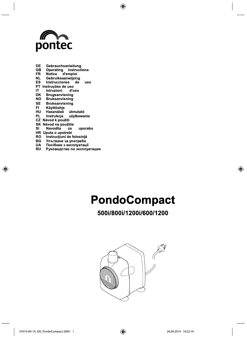 Page 1 de la notice Manuel utilisateur Pontec PondoCompact 1200i